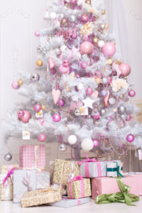 Pink and white holiday home decor
